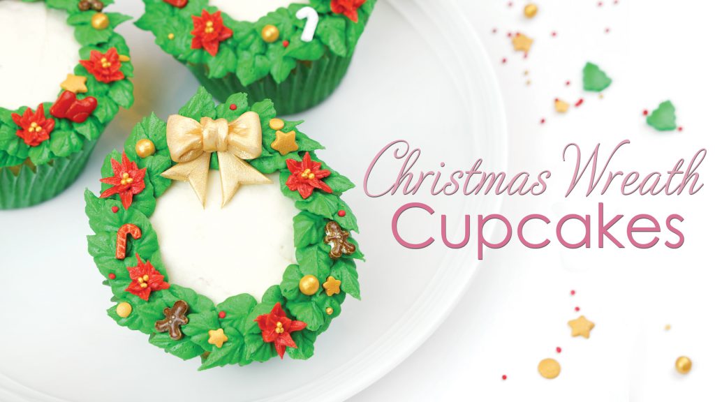 Christmas Wreath Cupcake tutorial