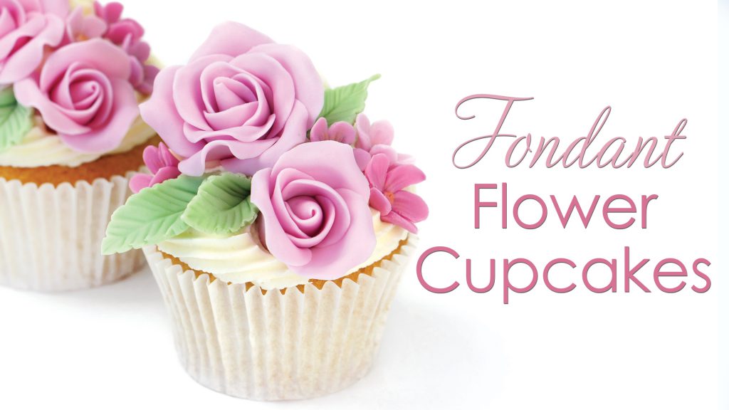 fondant rose flower cupcakes