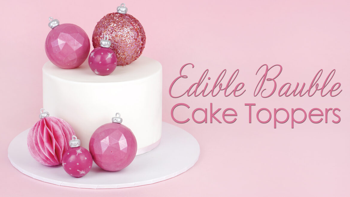 edible Christmas bauble cake toppers