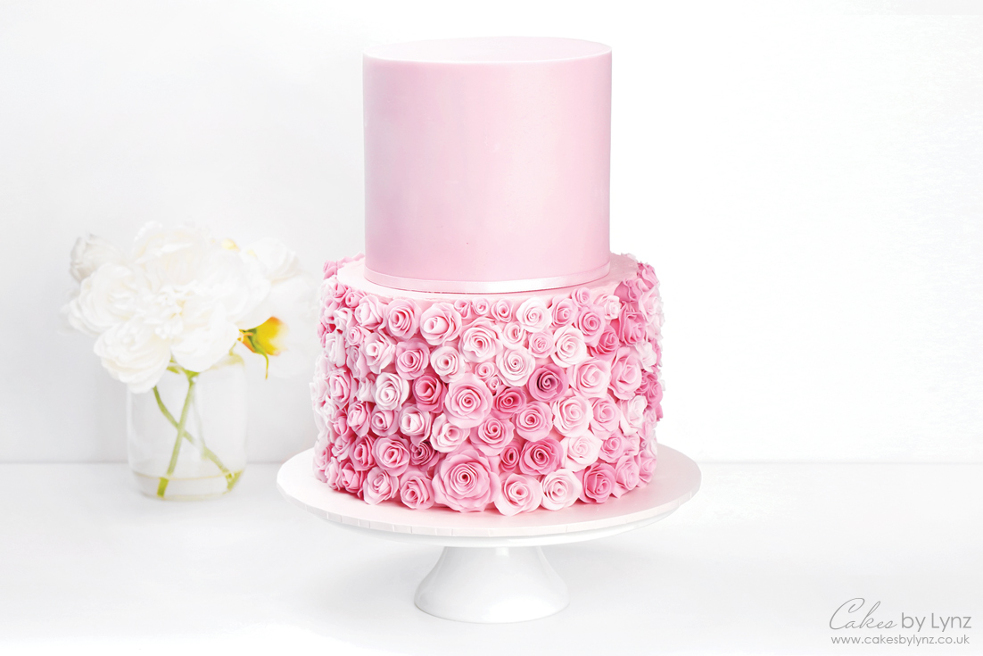 two tier rose cake tutorial with panelling technique