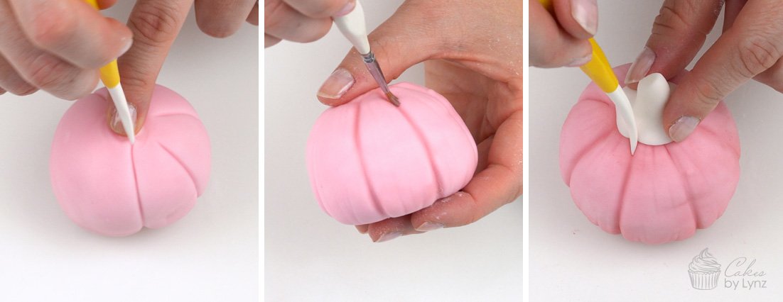 creating a pink fondant pumpkin cake topper