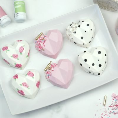 3D chocolate Geometric Cake Hearts 3