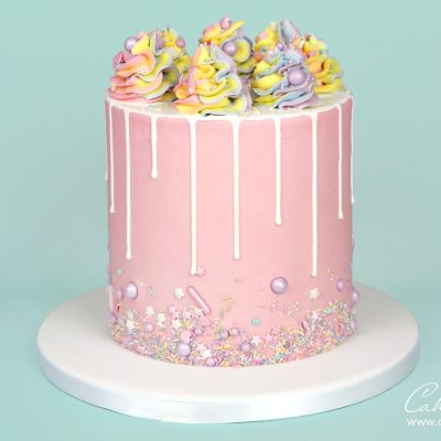Rainbow Sprinkle white drip cake