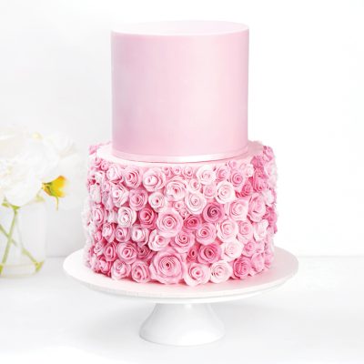 two tier rose cake tutorial with panelling technique